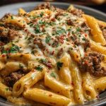 Creamy Velveeta Penne Pasta with Cajun Beef Alfredo Sauce
