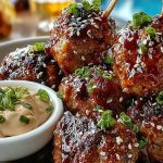 Korean BBQ Meatballs with Spicy Mayo Dip