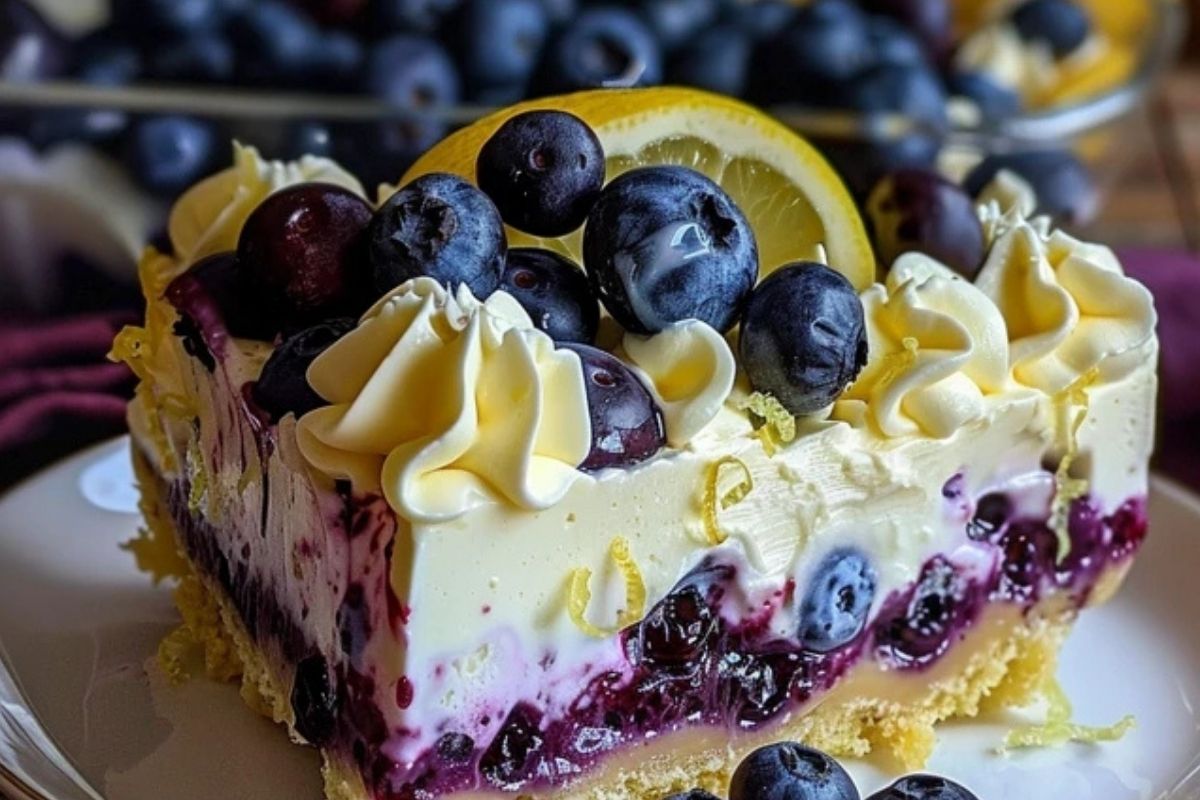 No-Bake Lemon dazzling Blueberry cream Cake