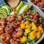Shrimp and Avocado Bowls with Mango Salsa & Lime-Chili Sauce