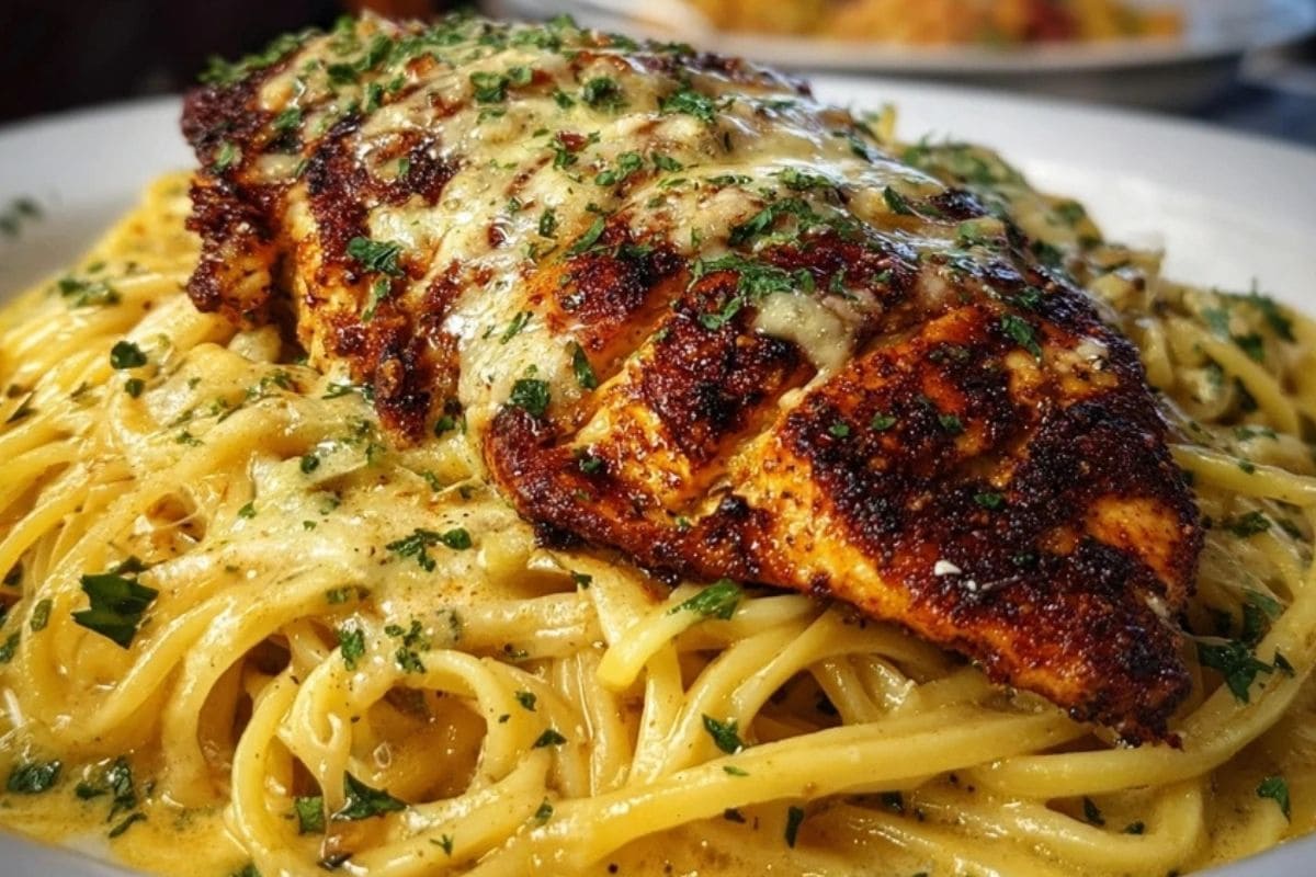Spicy Cajun Chicken with Garlic Parmesan Linguine