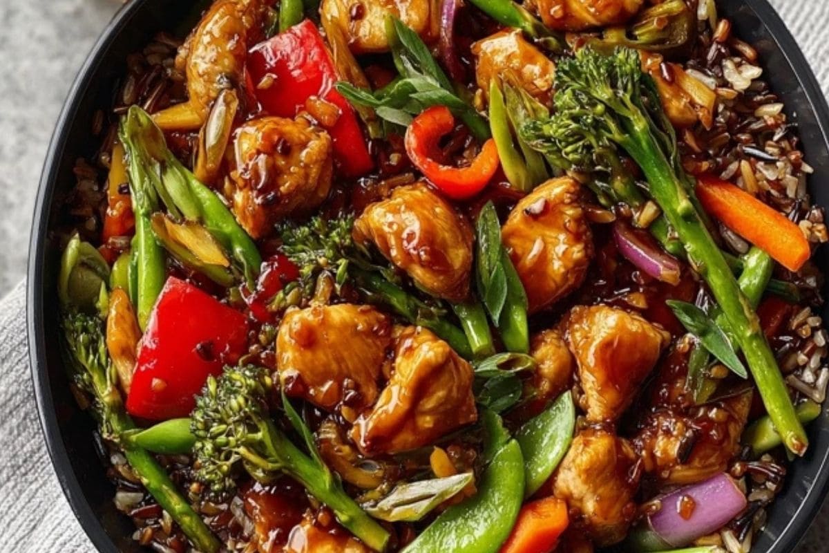 Ultimate Teriyaki Chicken Stir-Fry Recipe with Rainbow Veggies & Wild Rice
