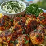Cajun Chicken Bites with Creamy Garlic Herb Alfredo Twists 1