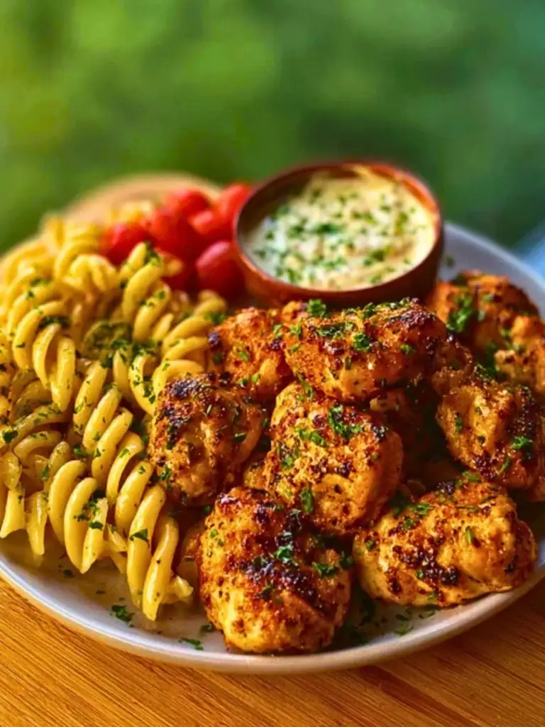 Cajun Chicken Bites with Creamy Garlic Herb Alfredo Twists 2