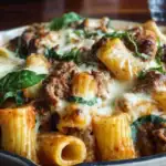 Cheesy Beef and Italian Sausage Rigatoni in Garlic Butter Sauce 1