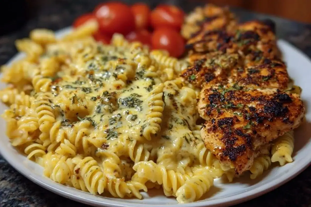 Cheesy Velveeta Chicken Twisted Pasta with Mozzarella Garlic Sauce 1