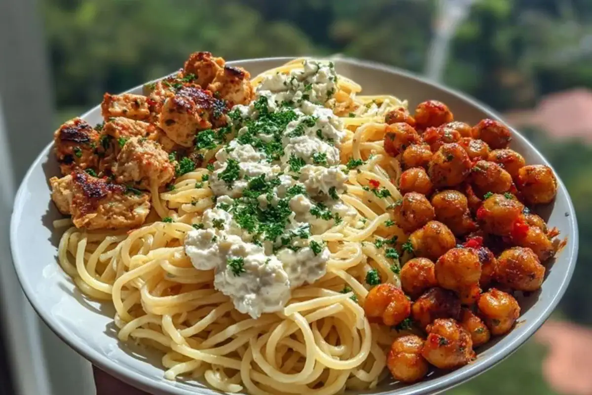 Creamy Cajun Chicken Pasta with Whipped Roasted Garlic Feta & Crispy Chickpeas 1