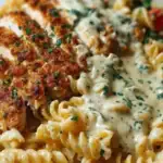 Creamy Cajun Chicken Twisted Pasta with Mozzarella Alfredo 1