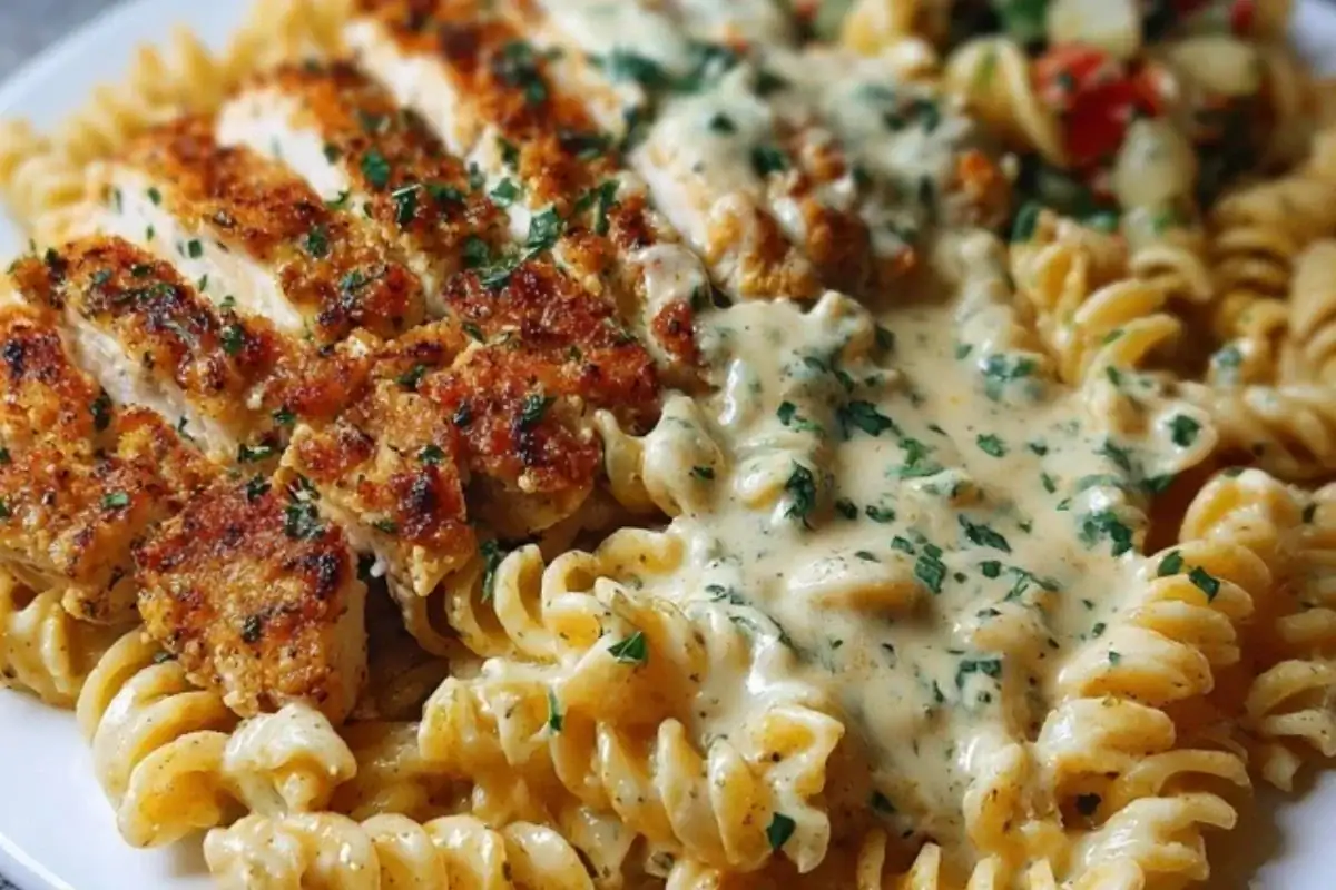 Creamy Cajun Chicken Twisted Pasta with Mozzarella Alfredo 1