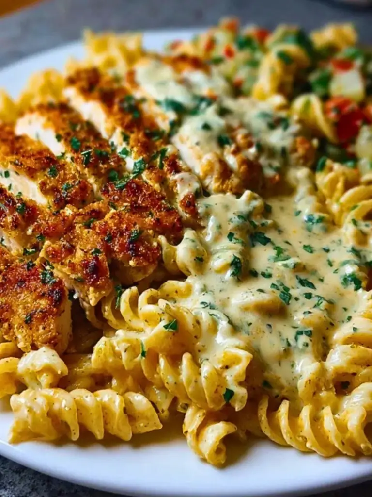 Creamy Cajun Chicken Twisted Pasta with Mozzarella Alfredo 2