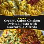 Creamy Cajun Chicken Twisted Pasta with Mozzarella Alfredo Pin
