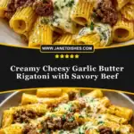 Creamy Cheesy Garlic Butter Rigatoni with Savory Beef Pin