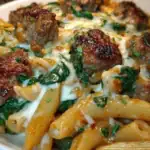 Creamy Garlic Butter Beef Penne with Sausage and Spinach 1
