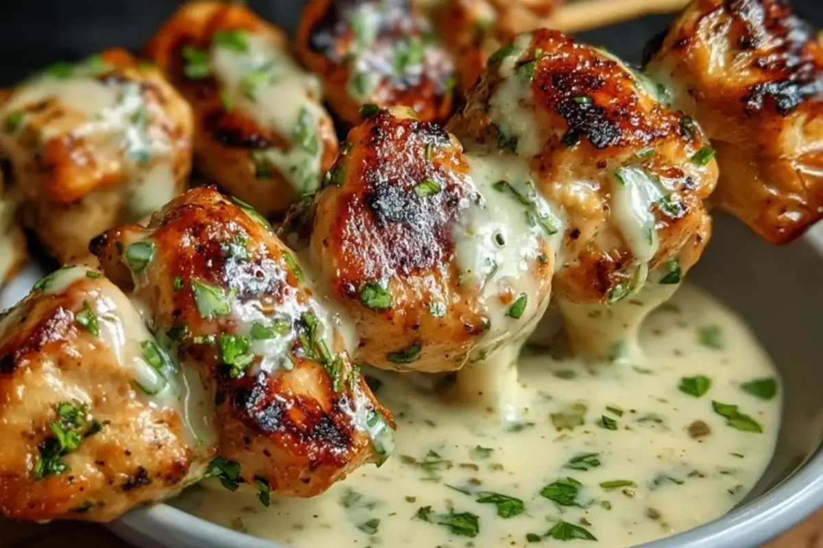 Creamy Garlic Sauce with Grilled Chicken Bites 1
