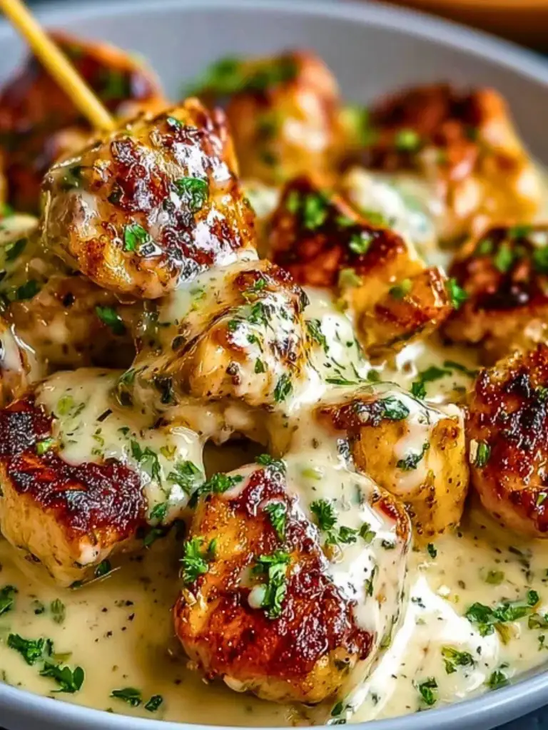 Creamy Garlic Sauce with Grilled Chicken Bites 2