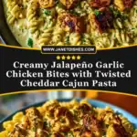 Creamy Jalapeño Garlic Chicken Bites with Twisted Cheddar Cajun Pasta Pin