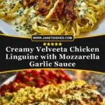 Creamy Velveeta Chicken Linguine with Mozzarella Garlic Sauce Pin
