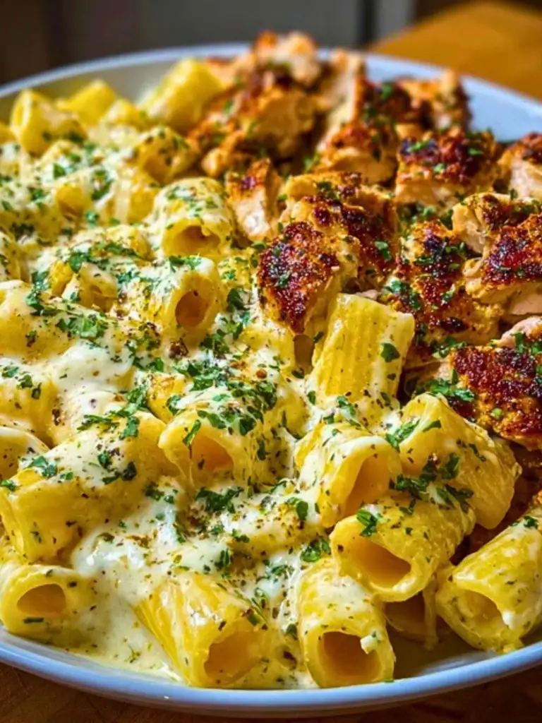 Creamy Velveeta Chicken Rigatoni with Mozzarella Garlic Sauce 2