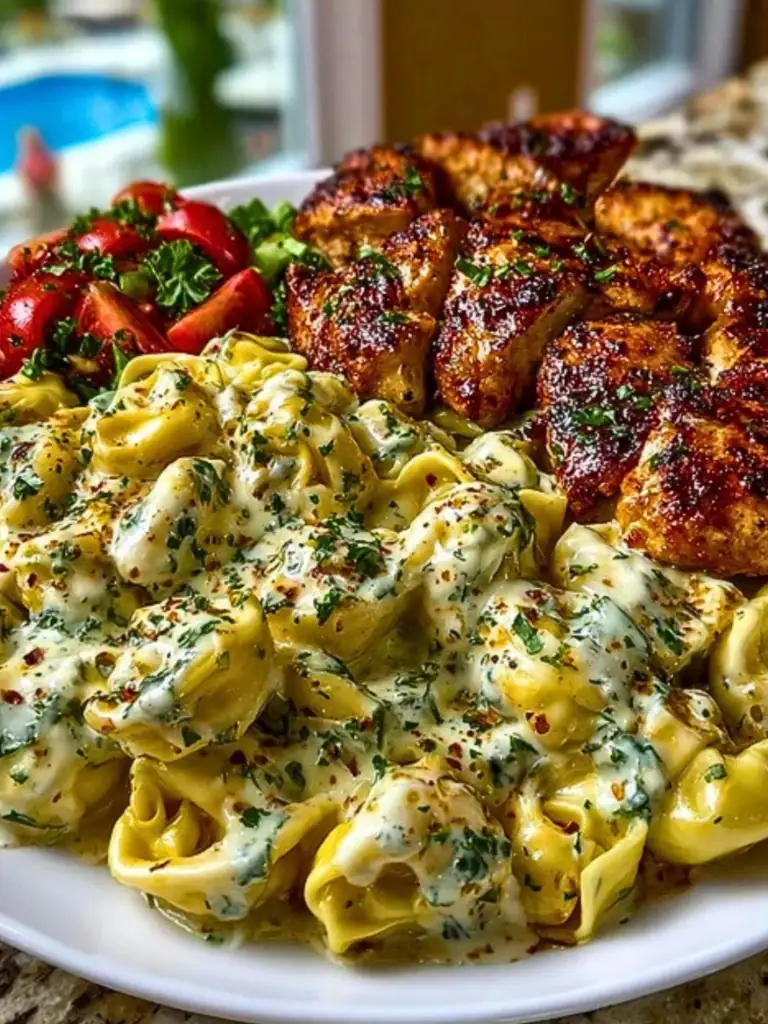 Easy Creamy Velveeta Chicken Tortellini with Mozzarella Garlic Sauce One-Pot Dinner 2