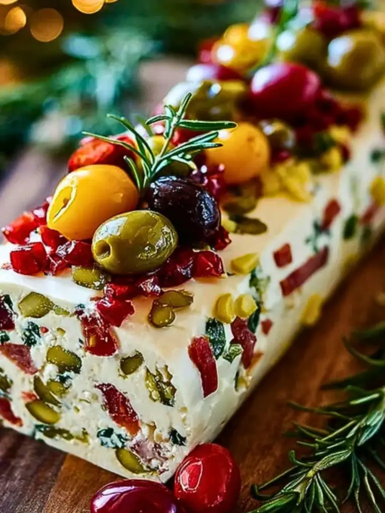 Festive Holiday Antipasto Cream Cheese Log 2