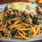 Garlic Butter Spaghetti with Cheesy Italian Sausage and Spinach 1