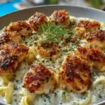 Herbed Chicken Alfredo with Truffle Feta Cream & Crispy Parmesan Leeks 1