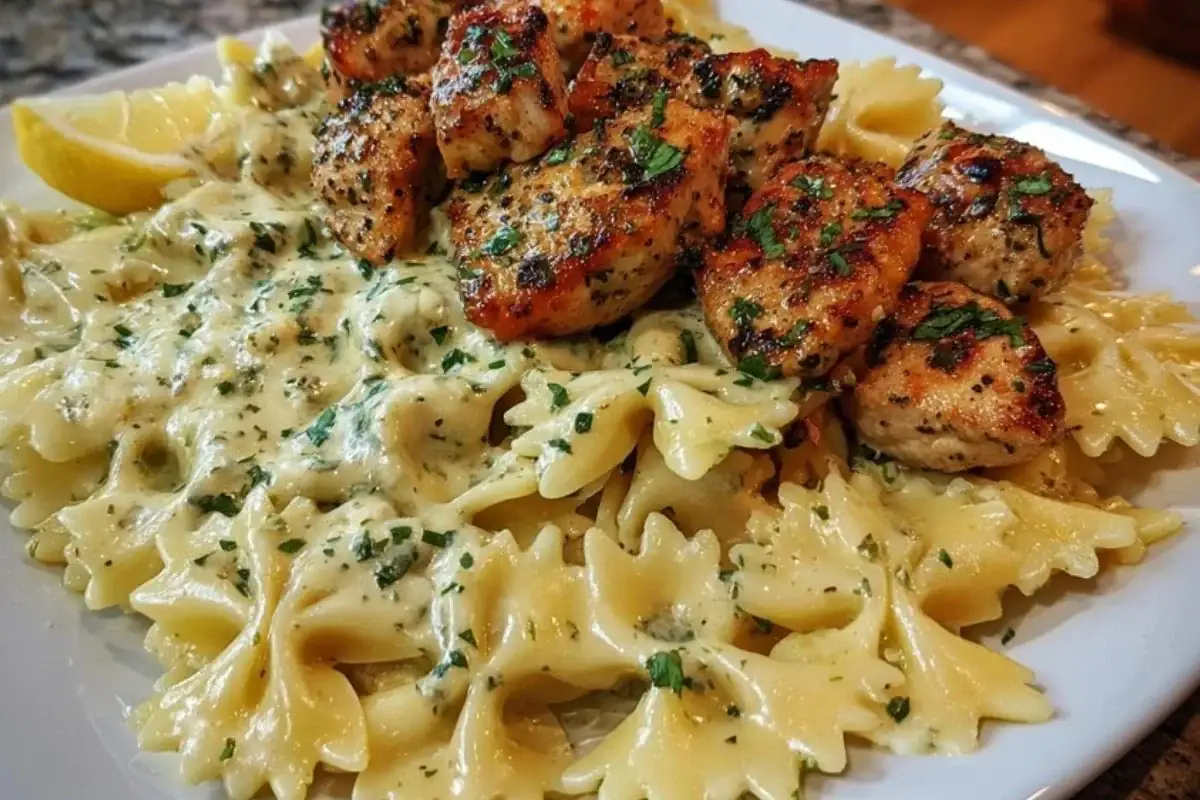 Lemon Garlic Chicken with Creamy Bowtie Pasta 1