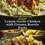 Lemon Garlic Chicken with Creamy Bowtie Pasta Pin