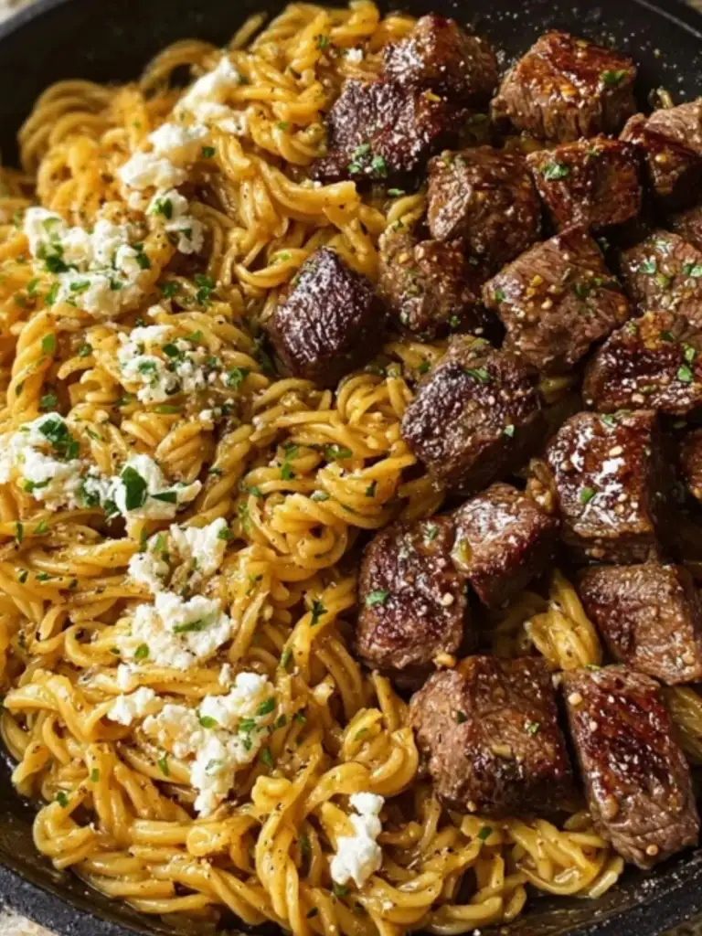 One-Pan Steak Bites & Cheesy Garlic Butter Noodles 2