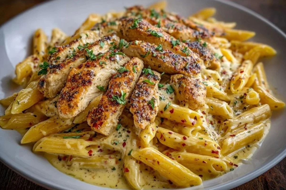 One Pot Creamy Garlic Parmesan Chicken Penne 1
