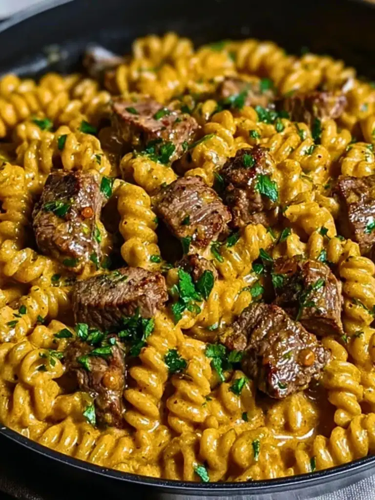 One-Pot Creamy Spicy Garlic Butter Steak & Pasta 2