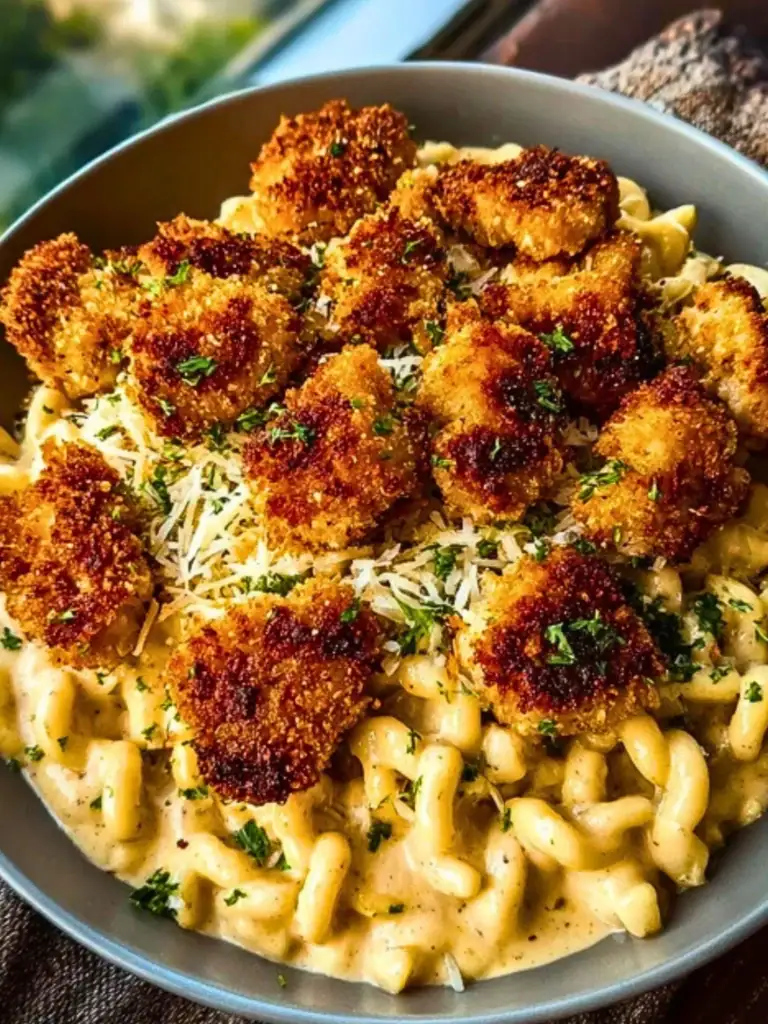 Parmesan Crusted Chicken Bites & Smoked Cajun Alfredo Gemelli 2