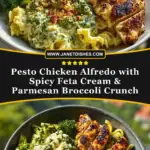 Pesto Chicken Alfredo with Spicy Feta Cream & Parmesan Broccoli Crunch Pin