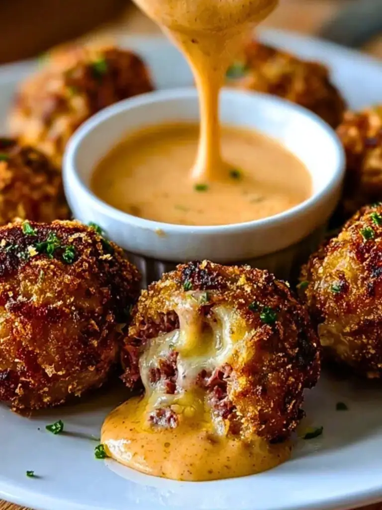 Reuben Balls with Spicy Thousand Island Dipping Sauce 2