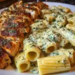 Rigatoni in Cheesy Italian Herb Alfredo with Cajun Chicken 1