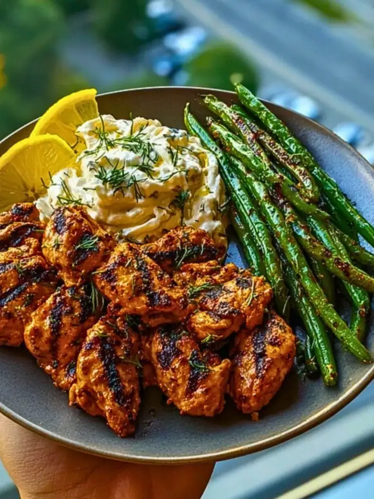 Smoky Paprika Chicken Alfredo with Lemon Feta Whip & Charred Green Beans 2
