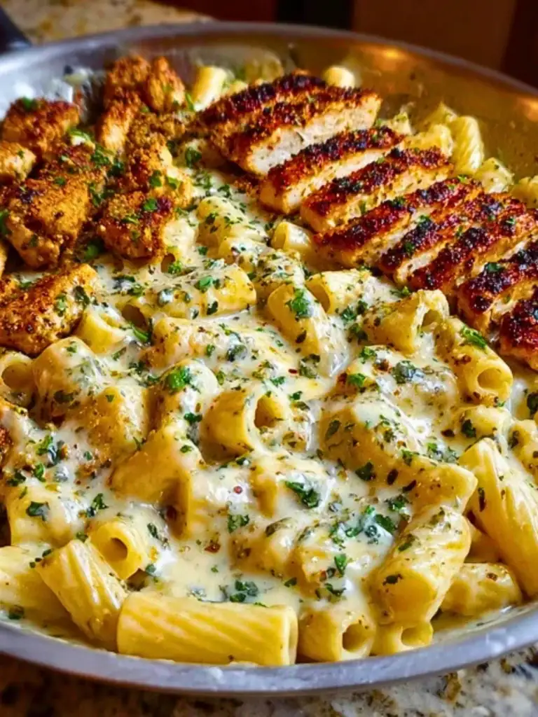Spicy Cajun Chicken Rigatoni in Creamy Mozzarella Alfredo 2