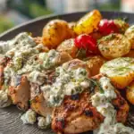 Spicy Yogurt Marinated Chicken with Dill Feta Cream & Crispy Baby Potatoes 1