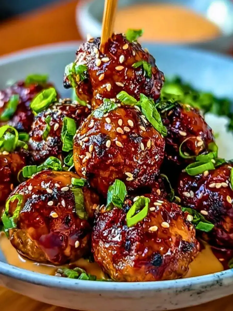 Sticky Korean BBQ Meatballs with Gochujang Glaze 2