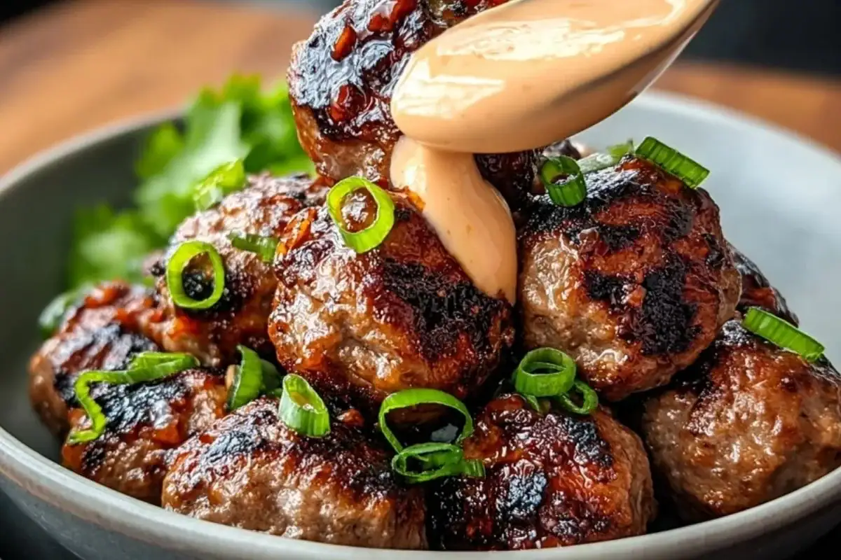 Tender Korean BBQ Meatballs with Spicy Mayo Dip 1