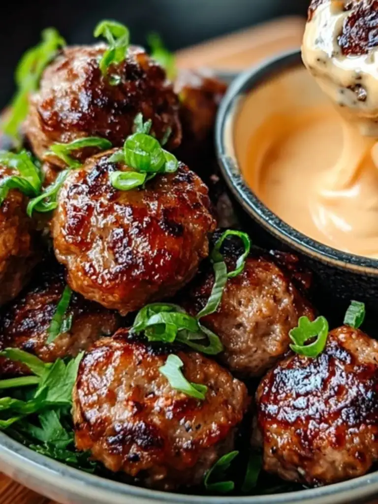 Tender Korean BBQ Meatballs with Spicy Mayo Dip 2