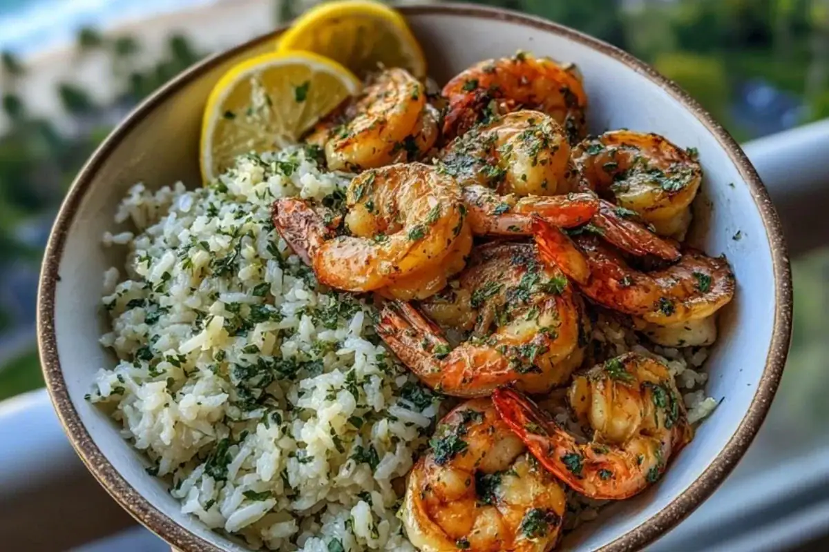 The Best Garlic Butter Shrimp Bowl with Creamy Herb Rice 1