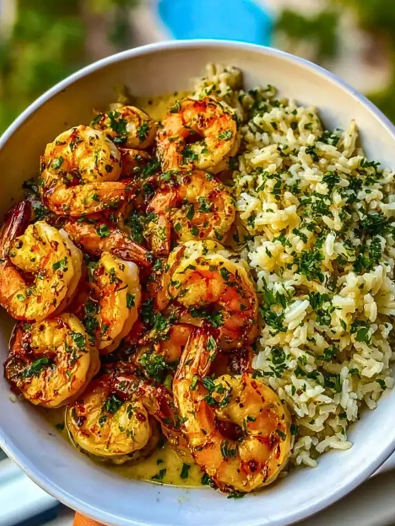 The Best Garlic Butter Shrimp Bowl with Creamy Herb Rice 2