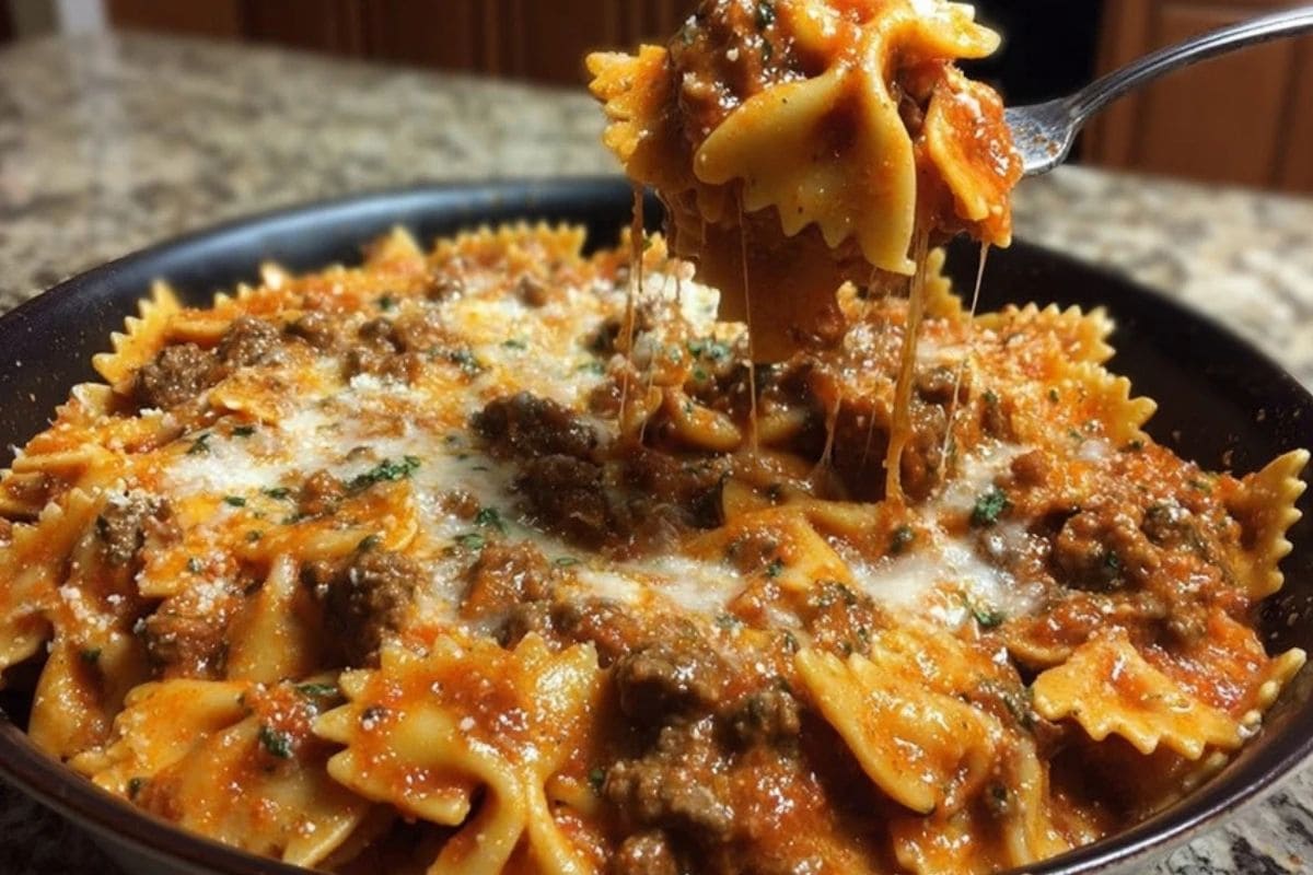 Creamy Velveeta Bowtie Pasta with Italian Beef Marinara