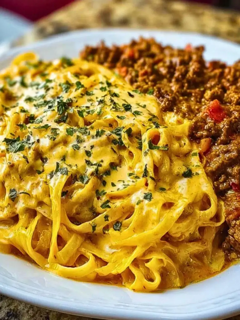 Cajun Beef Linguine in Creamy Velveeta Parmesan Garlic Sauce 2