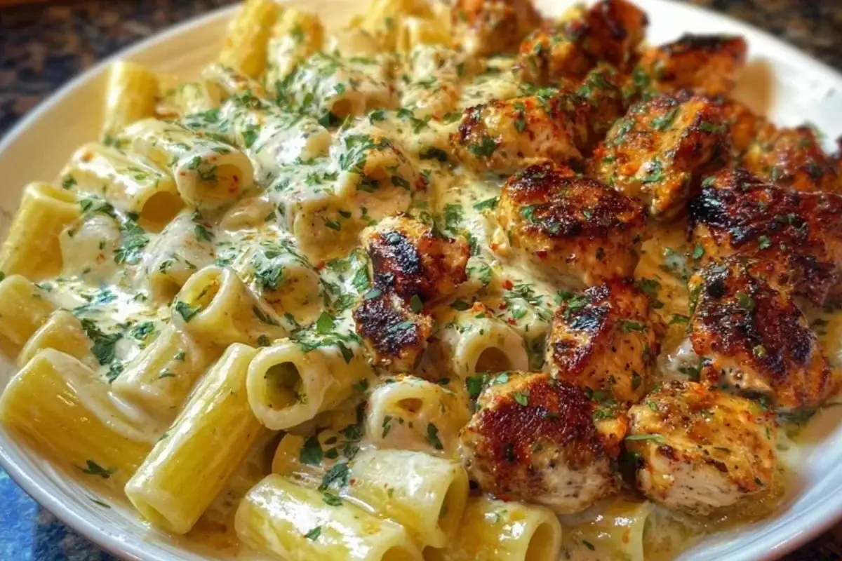 Cajun Garlic Butter Chicken Rigatoni in Cheesy Alfredo Sauce 1 (1)