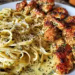 Cheesy Alfredo Linguine with Golden Garlic Butter Chicken in Creamy Sauce 1