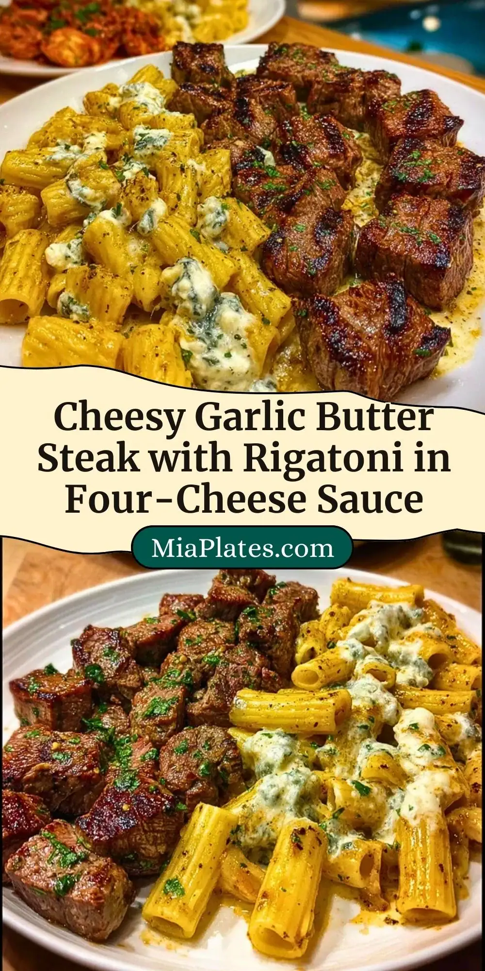 Cheesy Garlic Butter Steak with Rigatoni in Four-Cheese SaucePin 2