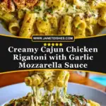 Creamy Cajun Chicken Rigatoni with Garlic Mozzarella Sauce Pin 1