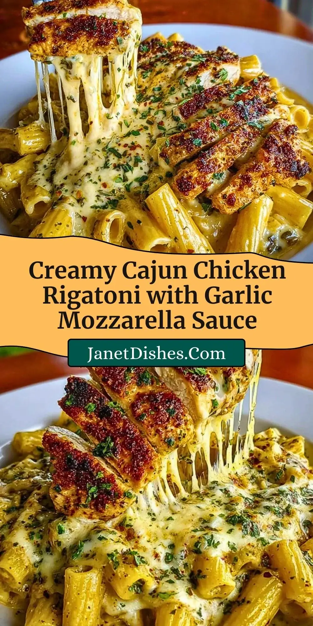 Creamy Cajun Chicken Rigatoni with Garlic Mozzarella Sauce Pin 2